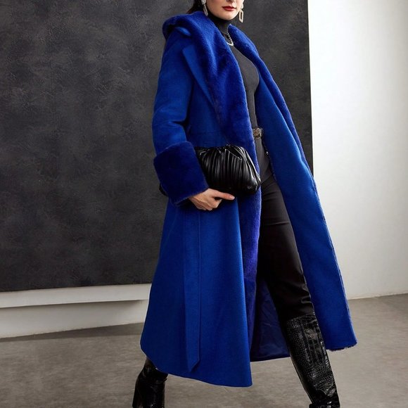 BLUE PREPPY WOMENS FAUX FUR COAT - Picture 2 of 5